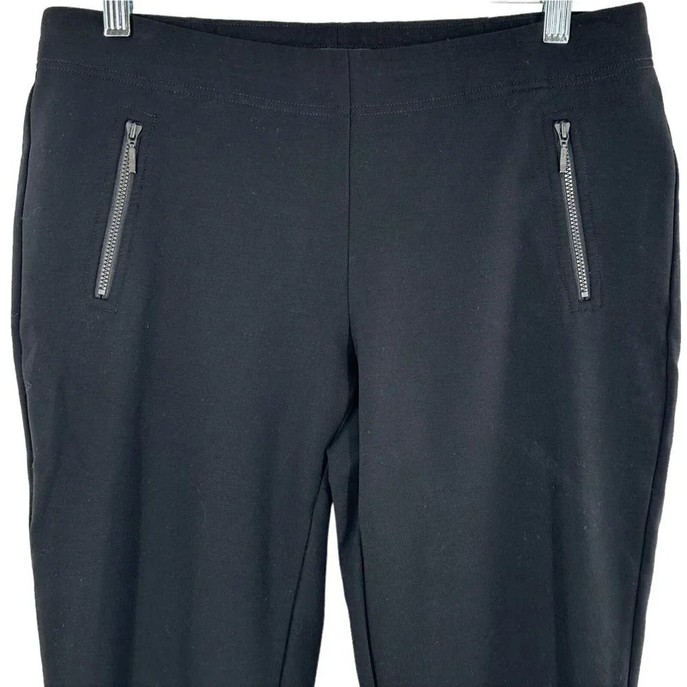 Eileen Fisher Black Rayon Ponte Knit Slim Pants Size Small